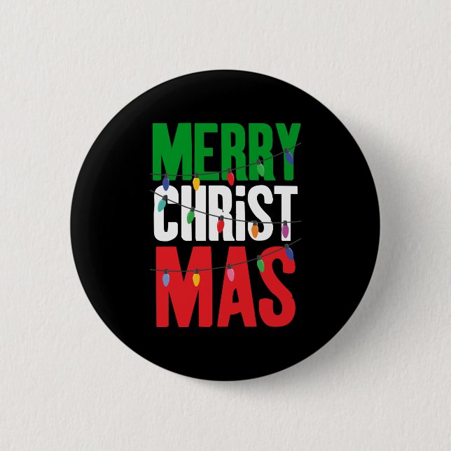 Merry Christmas Lights 2 Inch Round Button (Front)