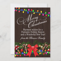 Merry Christmas Lights Barn Wood | mahogany