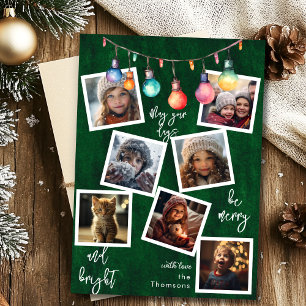 Merry Christmas lights custom multi photo card