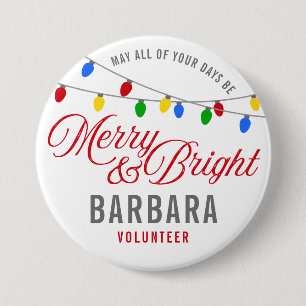 Merry Christmas Lights Custom Nametag 3 Inch Round Button