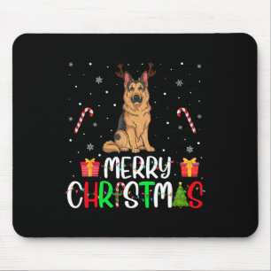 Merry Christmas Lights German Shepherd Dog Reindee Mouse Pad