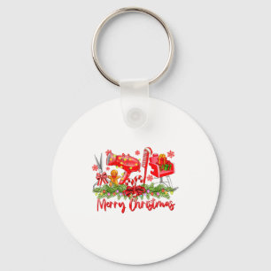 Merry Christmas Lights Hairstylist Tool Hairdresse Keychain