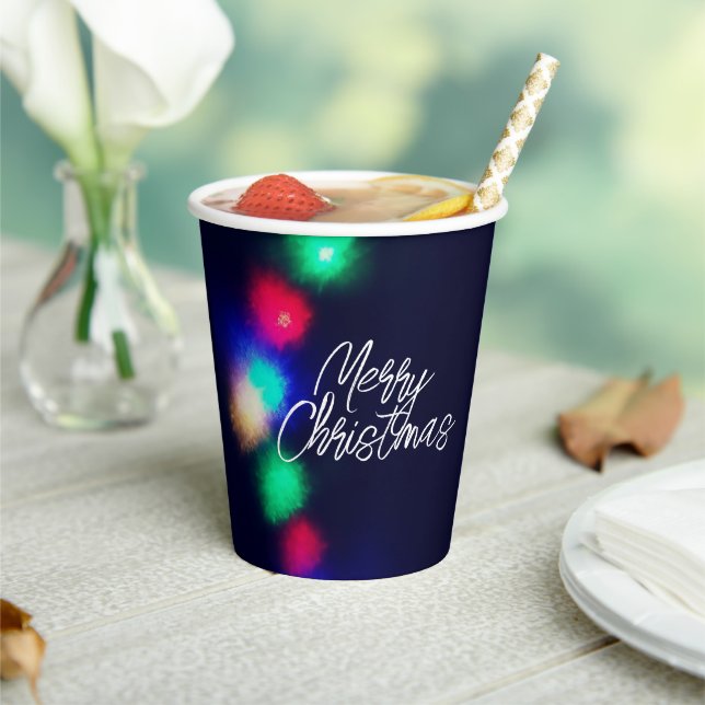 Merry Christmas Lights Paper Cups (Insitu)