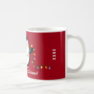 Merry Christmas Lights Penguin Mug