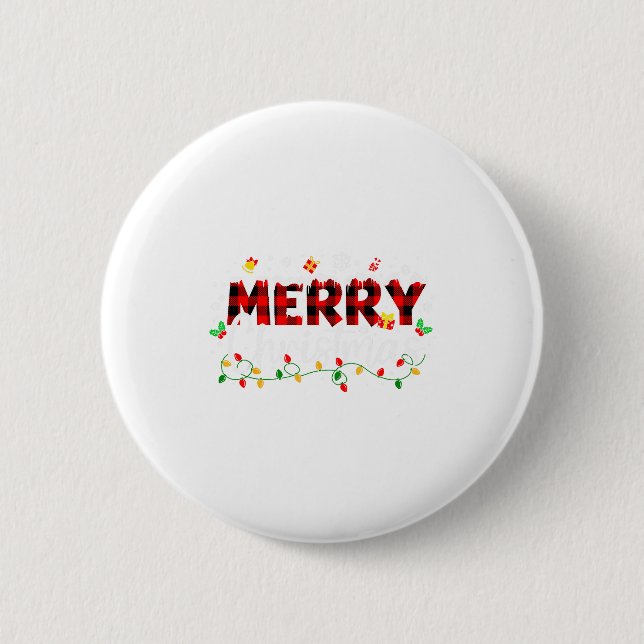 Merry Christmas Lights Red Santa Hat Xmas Family M 2 Inch Round Button (Front)
