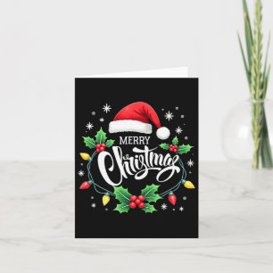 Merry Christmas Lights Red Santa Hat Xmas Family M Card