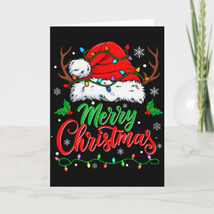 Merry Christmas Lights Red Santa Hat Xmas Family M Card