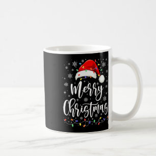 Merry Christmas Lights Red Santa Hat Xmas Family M Coffee Mug