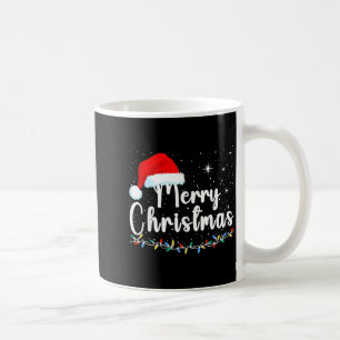 Merry Christmas Lights Red Santa Hat Xmas Family M Coffee Mug