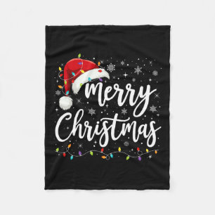 Merry Christmas Lights Red Santa Hat Xmas Family M Fleece Blanket