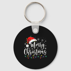 Merry Christmas Lights Red Santa Hat Xmas Family M Keychain