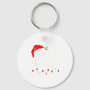 Merry Christmas Lights Red Santa Hat Xmas Family M Keychain