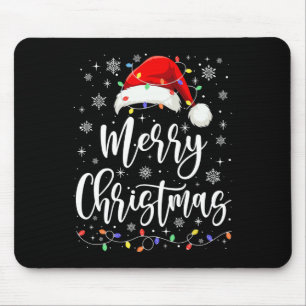 Merry Christmas Lights Red Santa Hat Xmas Family M Mouse Pad