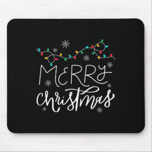 Merry Christmas Lights Red Santa Hat Xmas Family M Mouse Pad