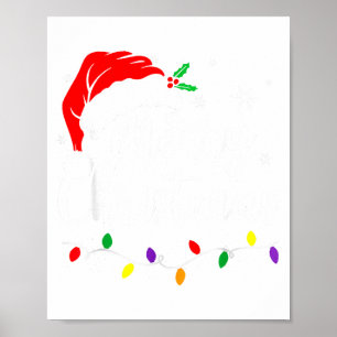Merry Christmas Lights Red Santa Hat Xmas Family M Poster