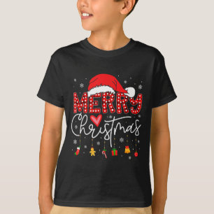 Merry Christmas Lights Red Santa Hat Xmas Family M T-Shirt