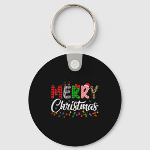 Merry Christmas Lights Santa Family Xmas Pajamas M Keychain