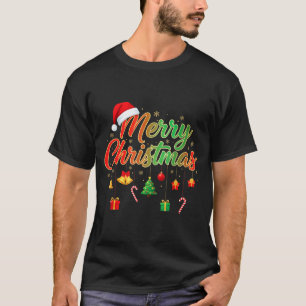 Merry Christmas Lights Santa Hat Family Matching T T-Shirt