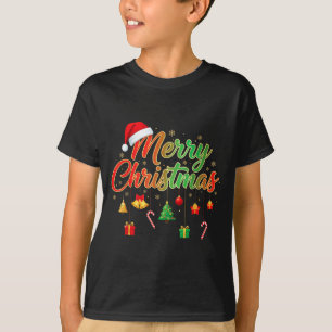 Merry Christmas Lights Santa Hat Family Matching T T-Shirt