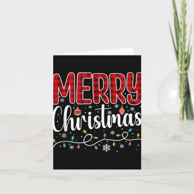 Merry Christmas Lights Santa Hat Funny Xmas Family Card (Front)