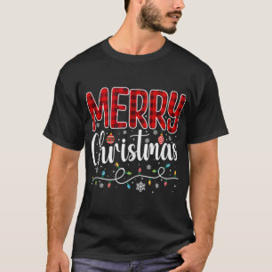 Merry Christmas Lights Santa Hat Funny Xmas Family T-Shirt