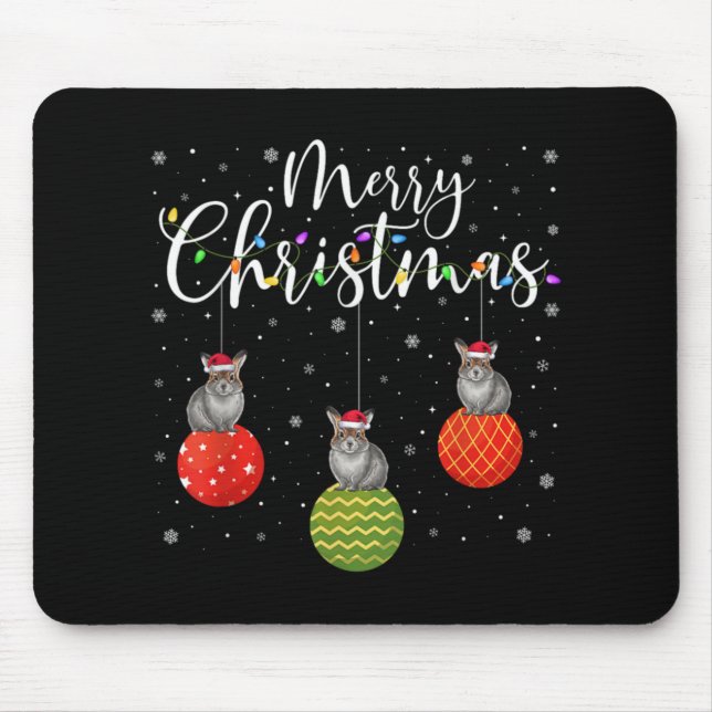Merry Christmas Lights Santa Hat Ka Ugly Xmas T Sh Mouse Pad (Front)