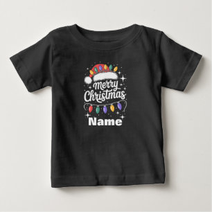 Merry Christmas Lights Santa Hat Personalized Gift Baby T-Shirt