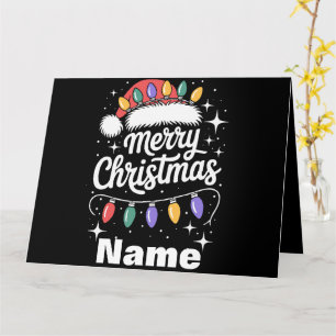 Merry Christmas Lights Santa Hat Personalized Gift Card