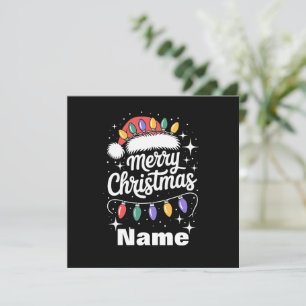 Merry Christmas Lights Santa Hat Personalized Gift Holiday Card