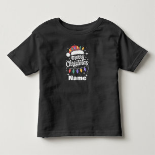 Merry Christmas Lights Santa Hat Personalized Gift Toddler T-shirt