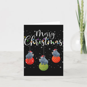 Merry Christmas Lights Santa Hat Rhino Ugly Xmas T Card