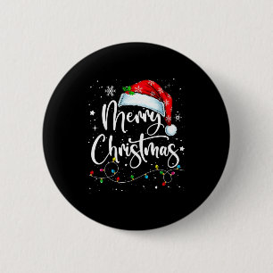 Merry Christmas Lights Santa Hat Xmas Family Match 2 Inch Round Button