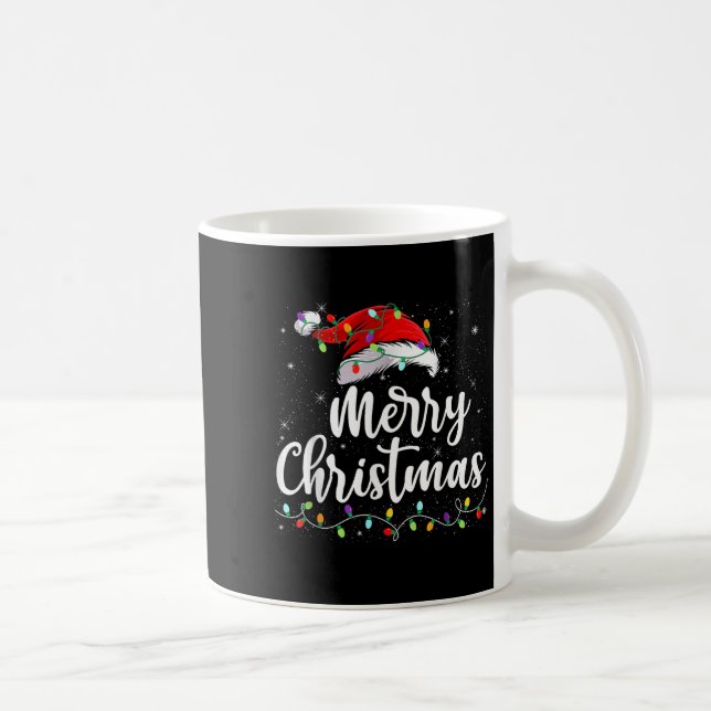 Merry Christmas Lights Santa Hat Xmas Family Match Coffee Mug (Right)