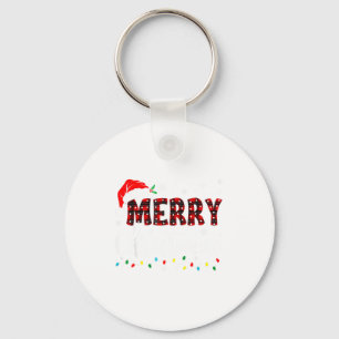 Merry Christmas Lights Santa Hat Xmas Family Match Keychain