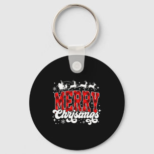 Merry Christmas Lights Santa Hat Xmas Family Match Keychain