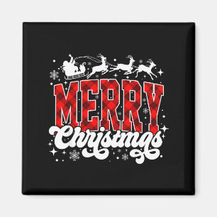 Merry Christmas Lights Santa Hat Xmas Family Match Magnet