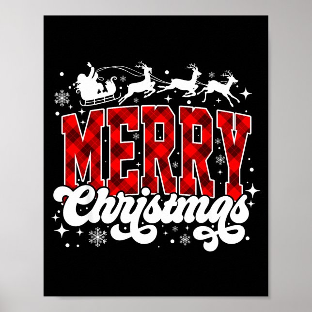 Merry Christmas Lights Santa Hat Xmas Family Match Poster (Front)