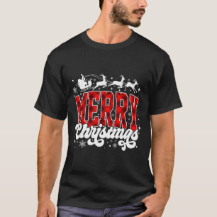 Merry Christmas Lights Santa Hat Xmas Family Match T-Shirt