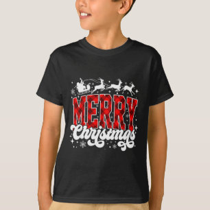 Merry Christmas Lights Santa Hat Xmas Family Match T-Shirt