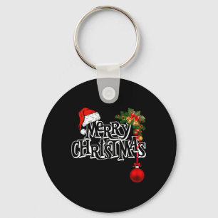 Merry Christmas Lights Santa Hat Xmas Family Men W Keychain