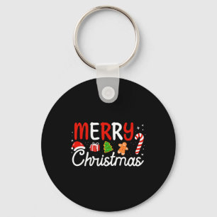 Merry Christmas Lights Santa Hat Xmas Family Men W Keychain
