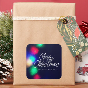 Merry Christmas Lights Square Sticker