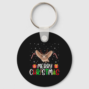 Merry Christmas Lights Sugar Glider Reindeer Hat X Keychain
