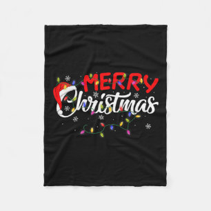 Merry Christmas Lights Xmas Family Funny Christmas Fleece Blanket