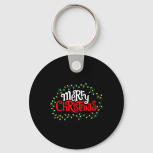 Merry Christmas Lights Xmas Family Men Women Kids Keychain
