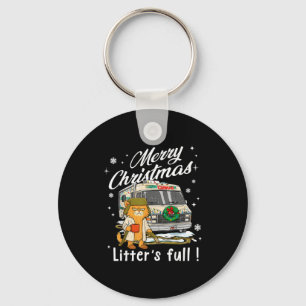 Merry Christmas Litter’s Full Funny Cat Lover Sarc Keychain