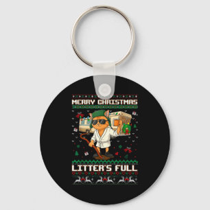Merry Christmas Litter's Full Funny Cat Ugly Xmas Keychain