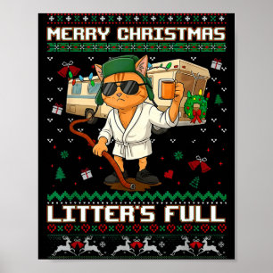 Merry Christmas Litter's Full Funny Cat Ugly Xmas  Poster