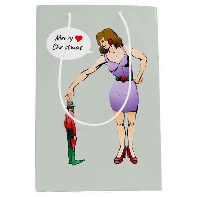 Merry Christmas Little Elf Medium Gift Bag (Front)