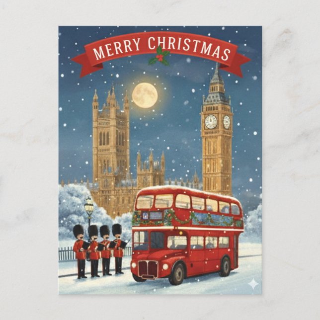 Merry Christmas London Theme Postcard (Front)